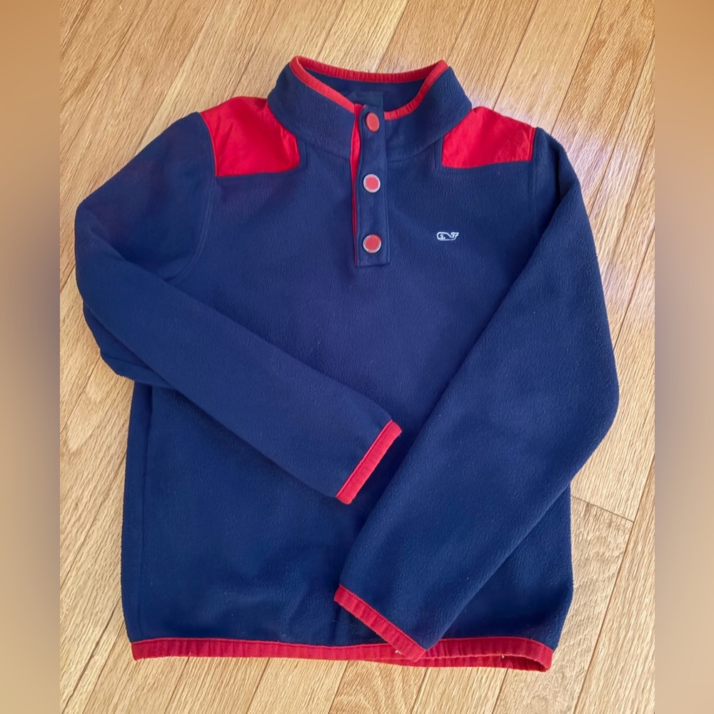Vineyard Vines Navy and Red Fleece Pullover